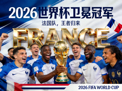 法国国家足球队2026年世界杯卫冕冠军宣传图
